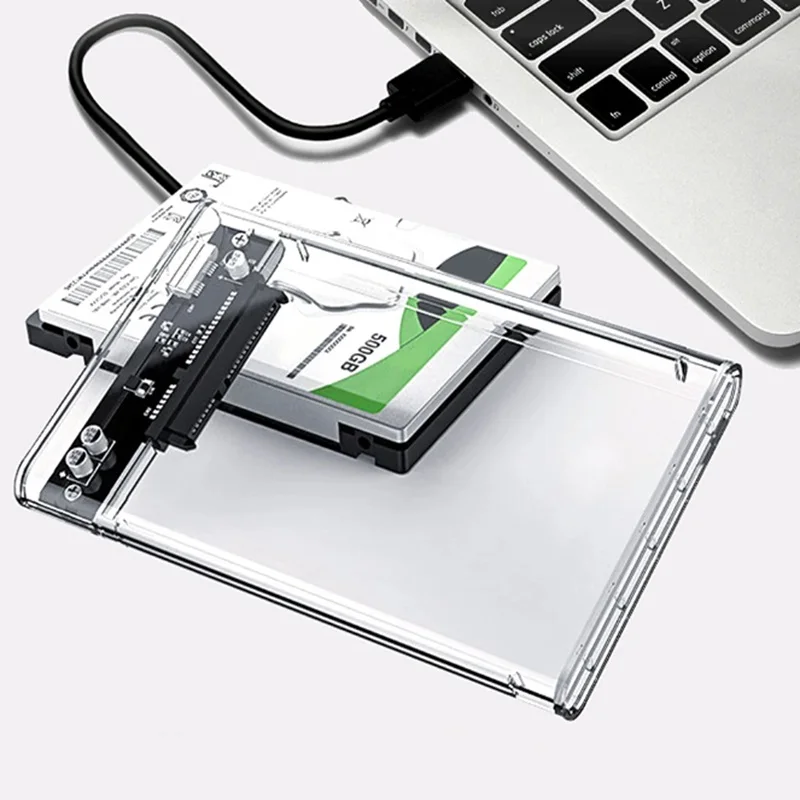 2.5 Inch USB3.0 External HDD Case 5Gbps Transparent Hard Disk Case for Laptop PC