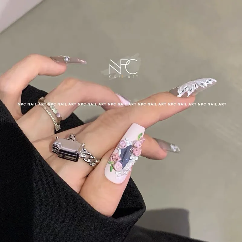 Soft Mirror Heart Nail Art 3D Stickers 1 Sheet