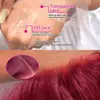 Perruque Lace Front Wig naturelle lisse, cheveux humains, couleur bordeaux 99J, haute densité 200, 13x6, HD, ultraviolette, 13x4, pour femmes