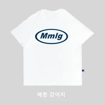 Korean 87mm Trendy Mmlg New Ins Loose Female Letters Pure Cotton Couple 1987 Round Neck White Short Sleeved T-shirt 2024 New