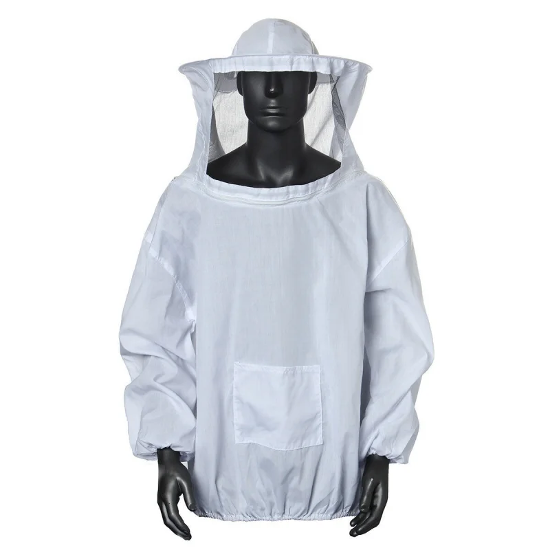 Anti Bee Suit Adult Beekeeping Bee Coat Hooded Half Body Tops Breeding Honey Protective Clothing One Size