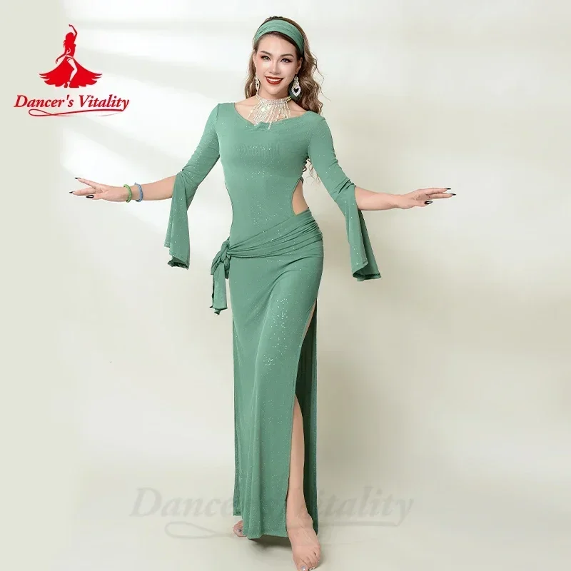 Belly Dance Performance Costume Suit for Women Custom Robe+bra+belt+hip Scarf 4pcs Adult Child Baladi Shaabi Competiton Suit