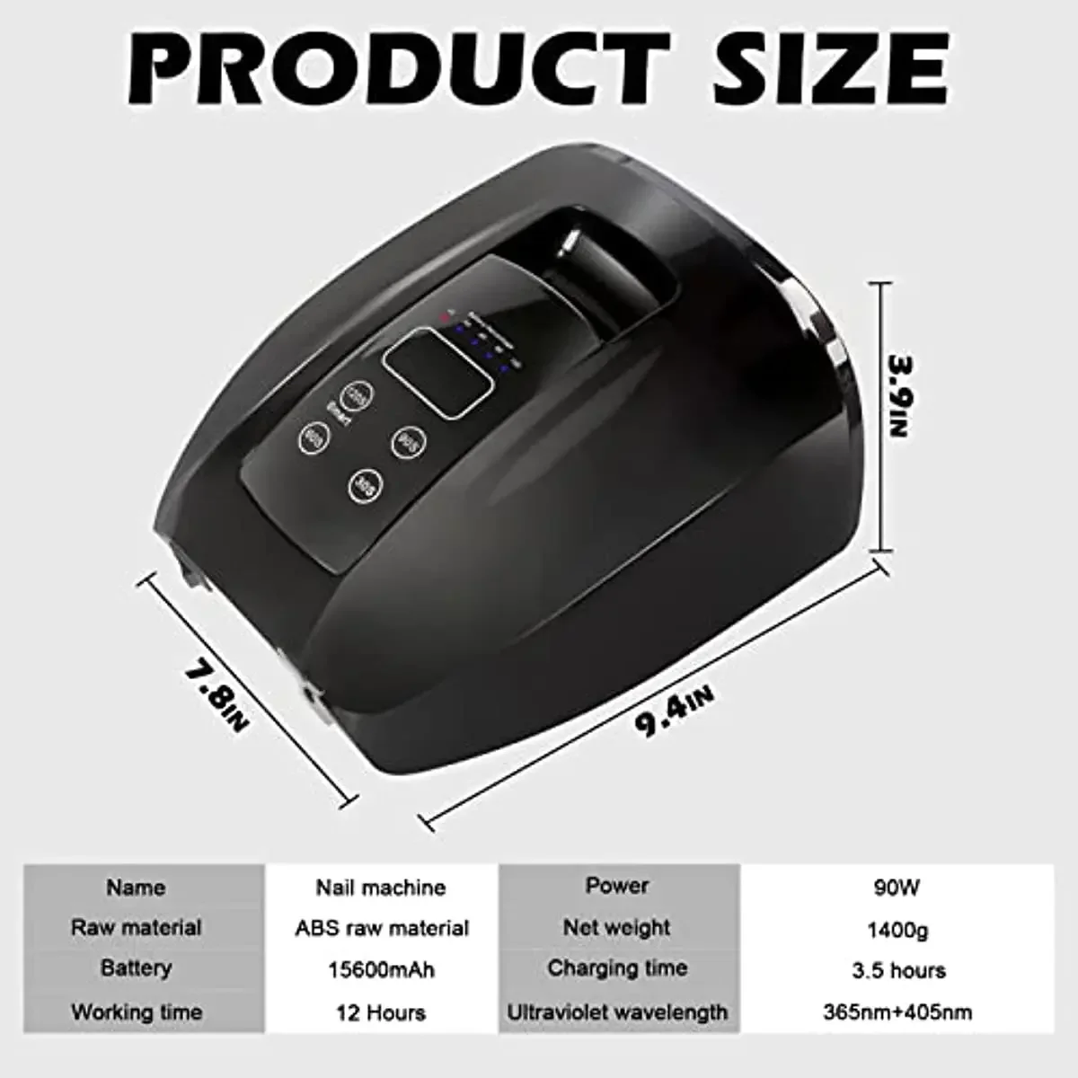 90W Rechargeable Nail Lamp with Mirror Bottom Cordless LED Light for Acrylic Nails Manicure Machine Wireless Nail UV LED Lamp 2