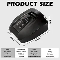 90W Rechargeable Nail Lamp with Mirror Bottom Cordless LED Light for Acrylic Nails Manicure Machine Wireless Nail UV LED Lamp 2