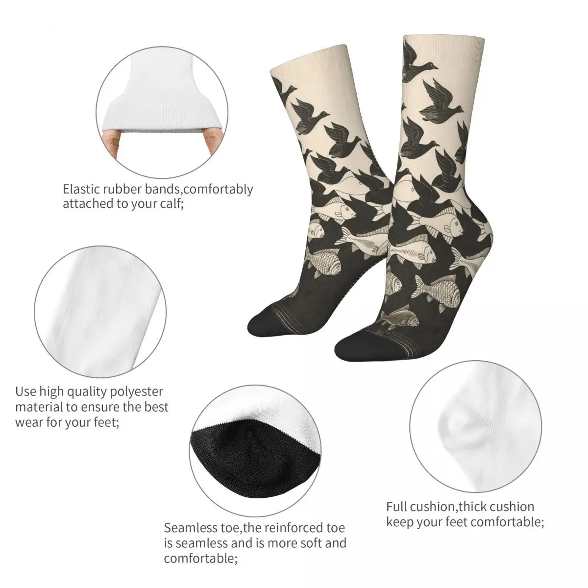 Escher Sky And Water Socks Male Mens Women Summer Stockings Polyester