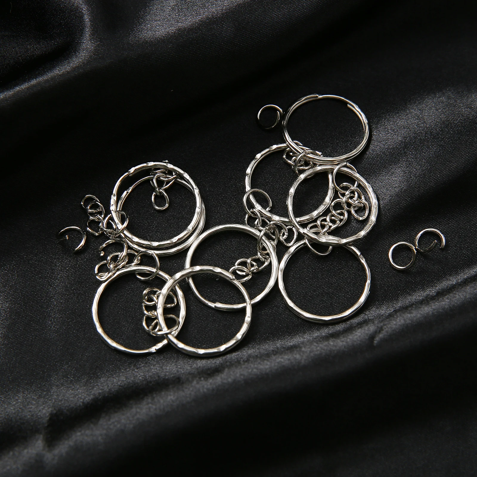 Key Rings 10/50/100/200 pcs Silver Metal Split with Chain Jump Rings for DIY Findings Making Keychain Accessories