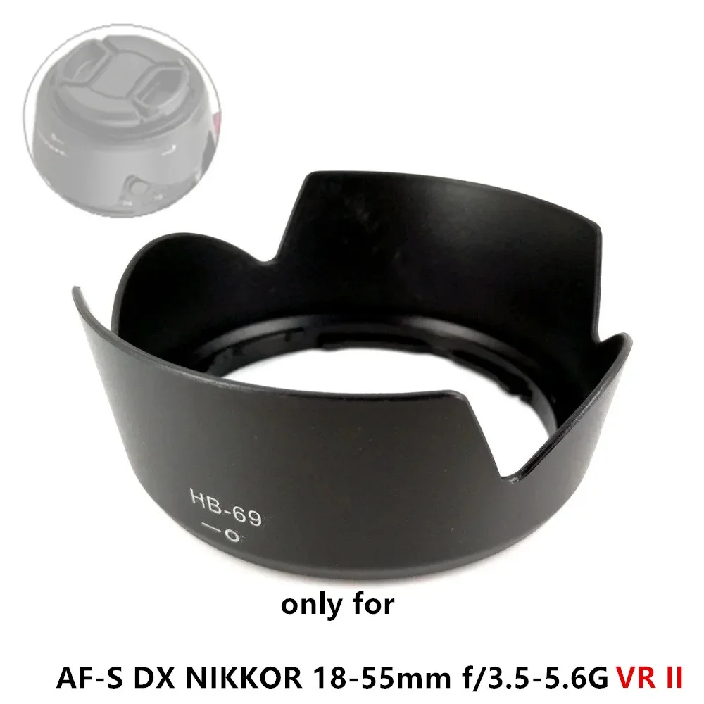 Camera Lens Hood Replace HB-69 for Nikon AF-S DX Nikkor 18-55mm f/3.5-5.6G VR II 18-55 mm F3.5-5.6 G VR II HB69 HB 69