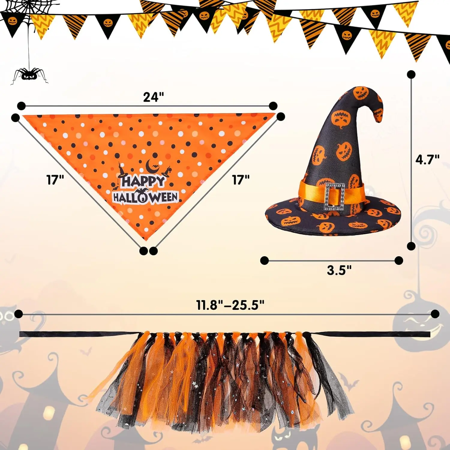 Dog Birthday Bandana with Hat and Dress Girl Set Cute Tutu Skirt Outfit for Small Medium Large Dogs