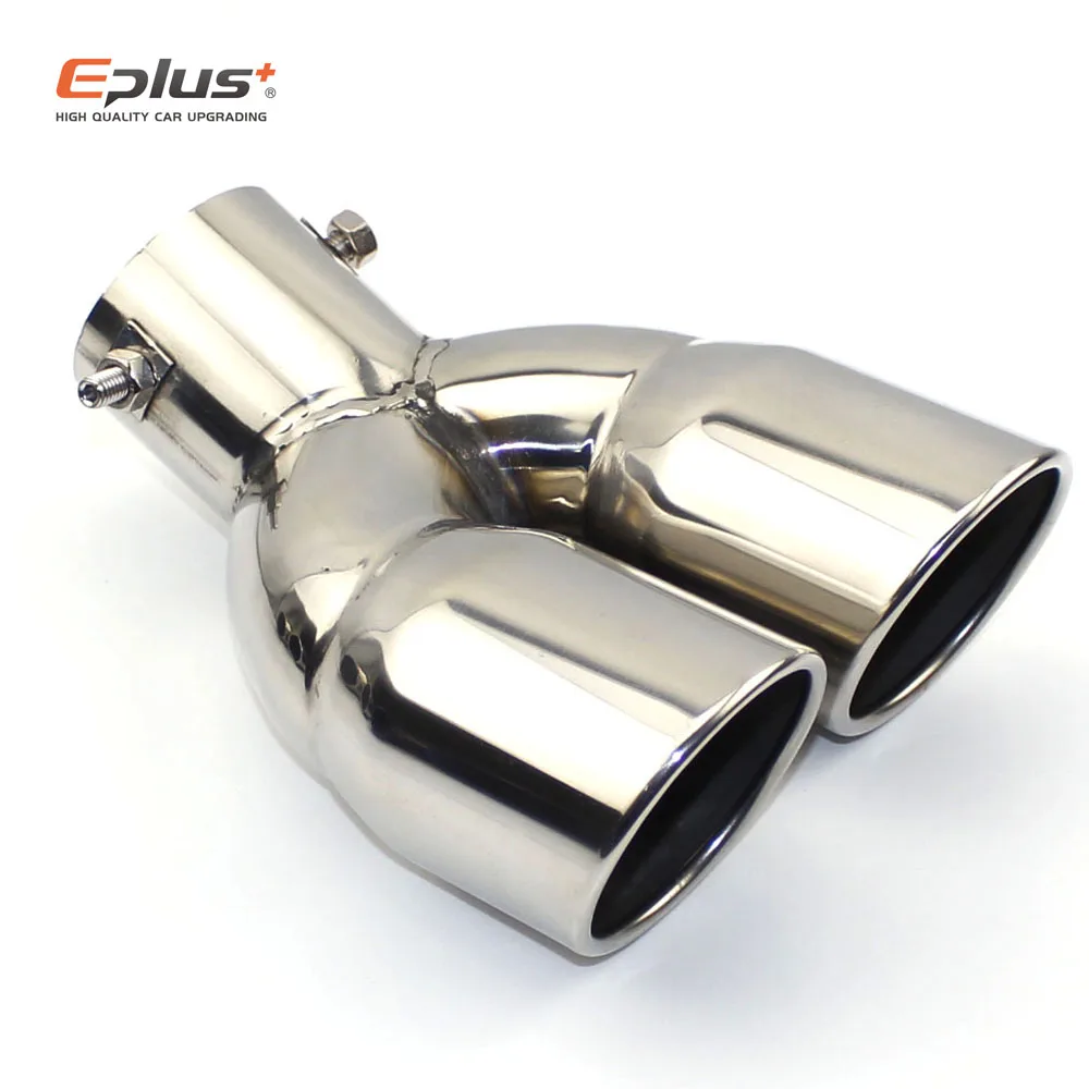 Universal Stainless Steel Car Exhaust Pipe Muffler Tail Pipe Outlet Nozzle End Plain End One Change Two Double Out ID 60MM 75MM car exhaust tail pipe