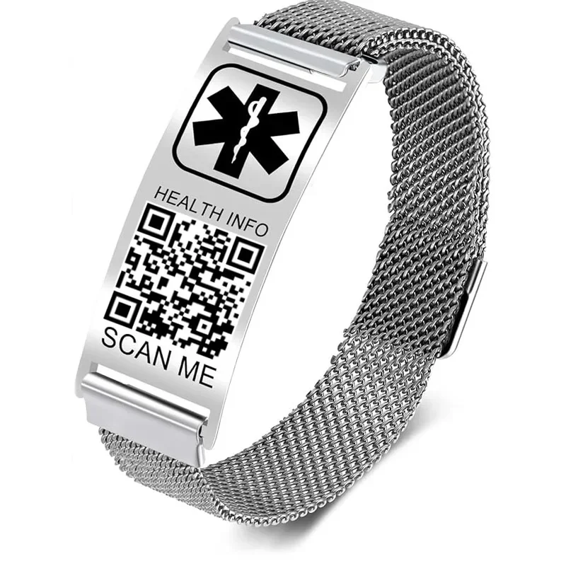DIY QR Code Medical Alert ID Bracelets Wristband Fits Wrists Up