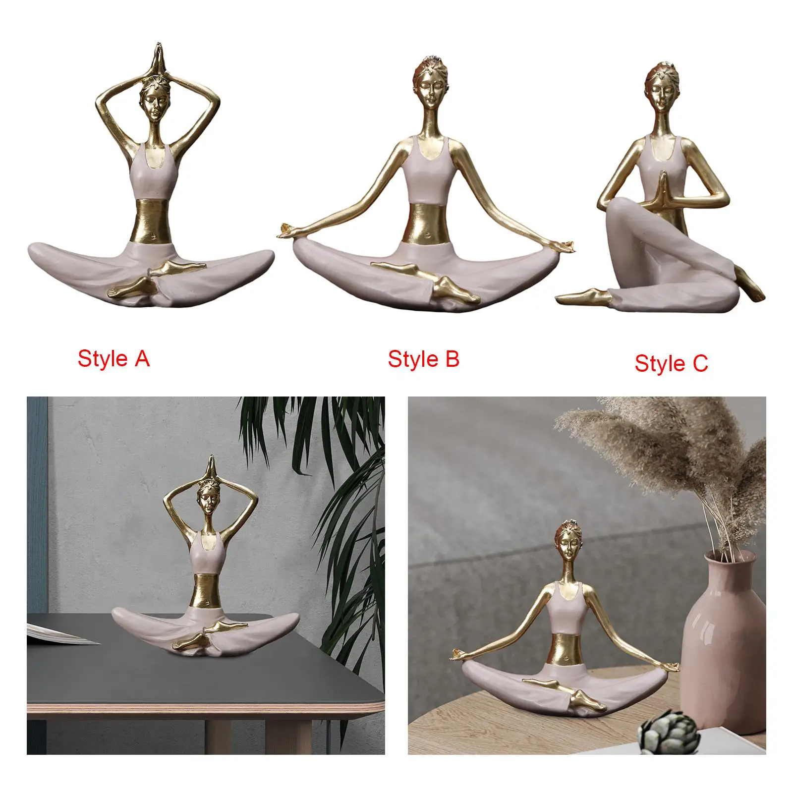 Yoga Statues Figurines Resin Crafts Ornament Yoga Girl Statue Yoga Sculpture for Desk Living Room Office Yoga Studio Shelf