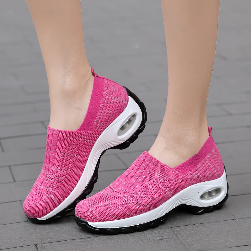 New Women Fashion Sneakers Shoes Stretch Fabric Woman Flat Platform Shoes Round Toe Casual Loafers Shoes Ladies Breathable