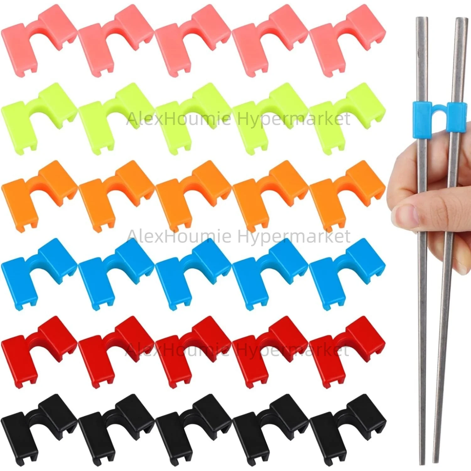 30PCS Wiederverwendbare Kid Training Essstäbchen Helfer Kunststoff Praxis Chop Stick Pack Scharniere Stecker für Kinder Erwachsene Anfänger Trainer – Detail 1