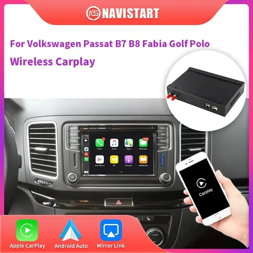 

NAVISTART беспроводной CarPlay для Volkswagen Passat B7 B8 Fabia Golf Polo Tiguan Skoda KODIAQ Seat Mirror Link AirPlay Android Auto