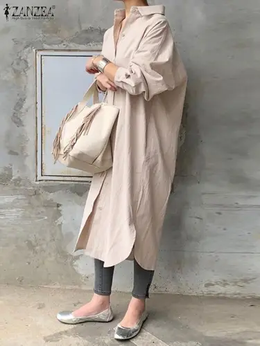 봄과 가을을 더욱 낭만적으로 표현한 여성용 롱 셔츠 드레스 추천