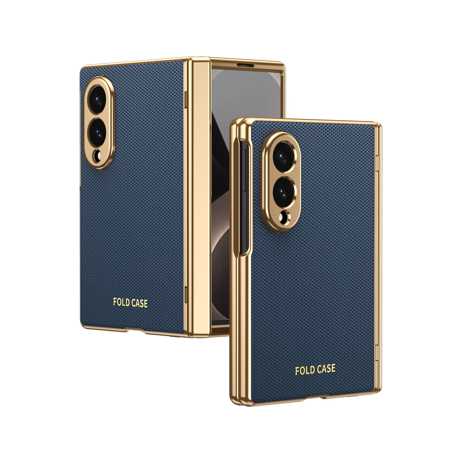 Luxury Leather Phone Case with Golden Border and Steel Hinge Protection
