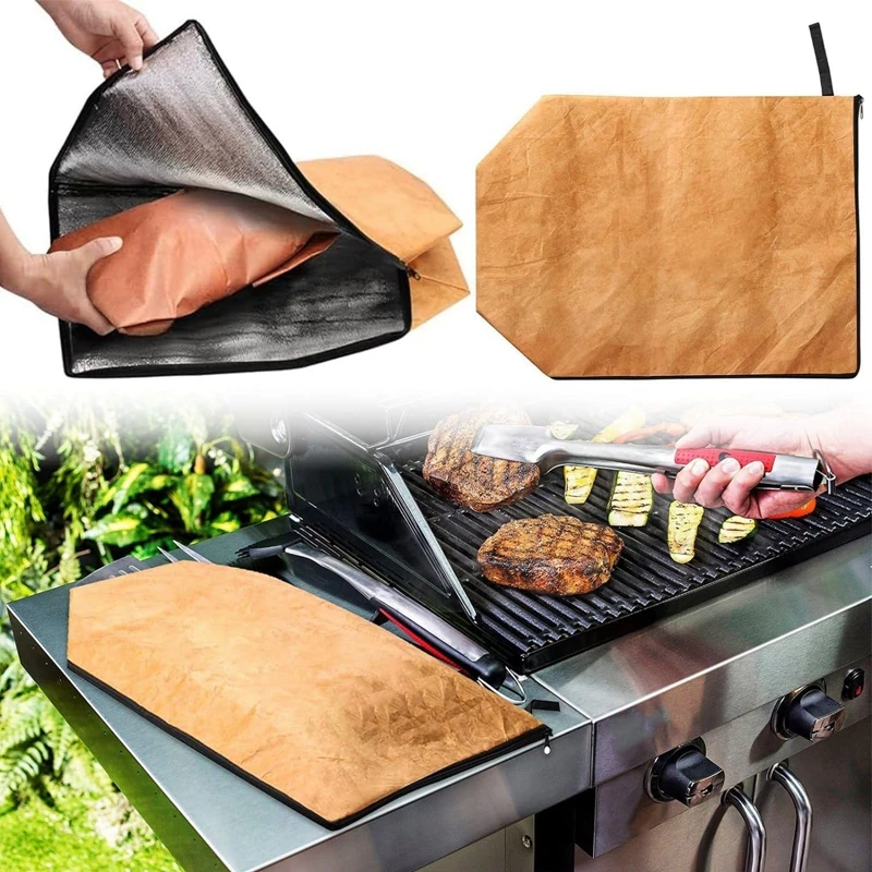 BBQ Blanket for Resting Meat Reusable Insulated Resting Bag with Zipper for BBQ Smokers