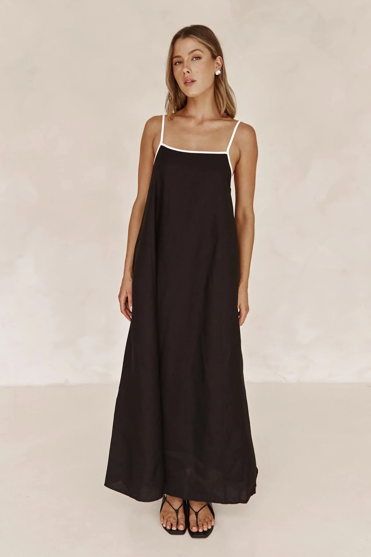 

Women Patchwork Strap Dresses Loose Summer Backless Long Dresses Evening Dress