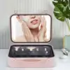 13.4 Inch Travel Makeup Case with Large Lighted Mirror Partitionable Cosmetic Bag Waterproof Portable Cosmetic Organizer (Pink) 6