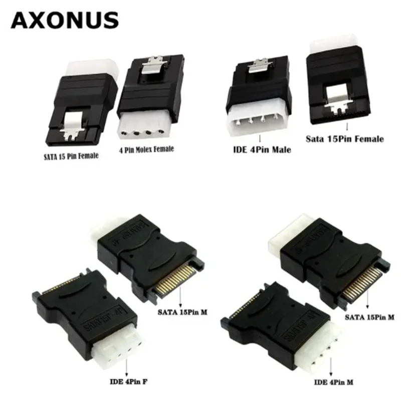 Адаптер питания SATA IDE, большой 4-контактный штекер-гнездо до SATA15Pin штекер-гнездо с железной пряжкой, адаптер питания для жесткого диска, 4-контактный разъем Molex IDE