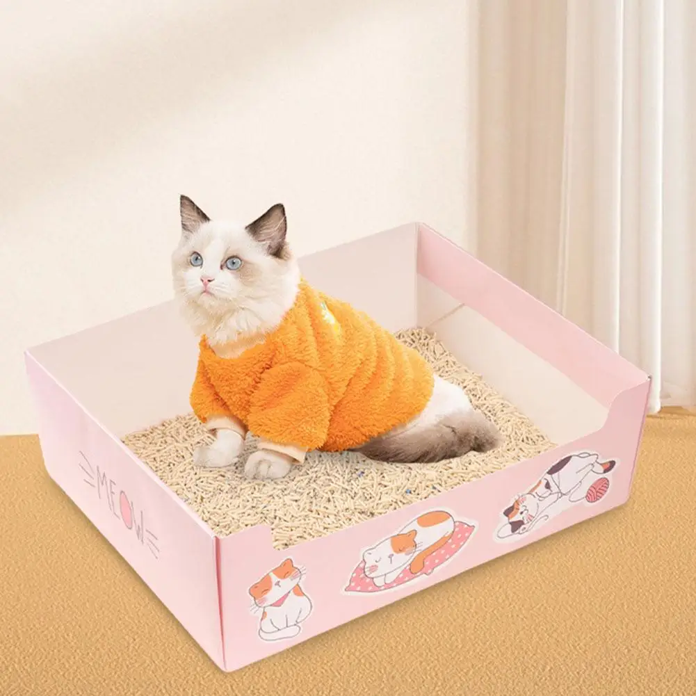Disposable Cat Litter Pot Cat Litter Box Cartoon Paper Folding Style