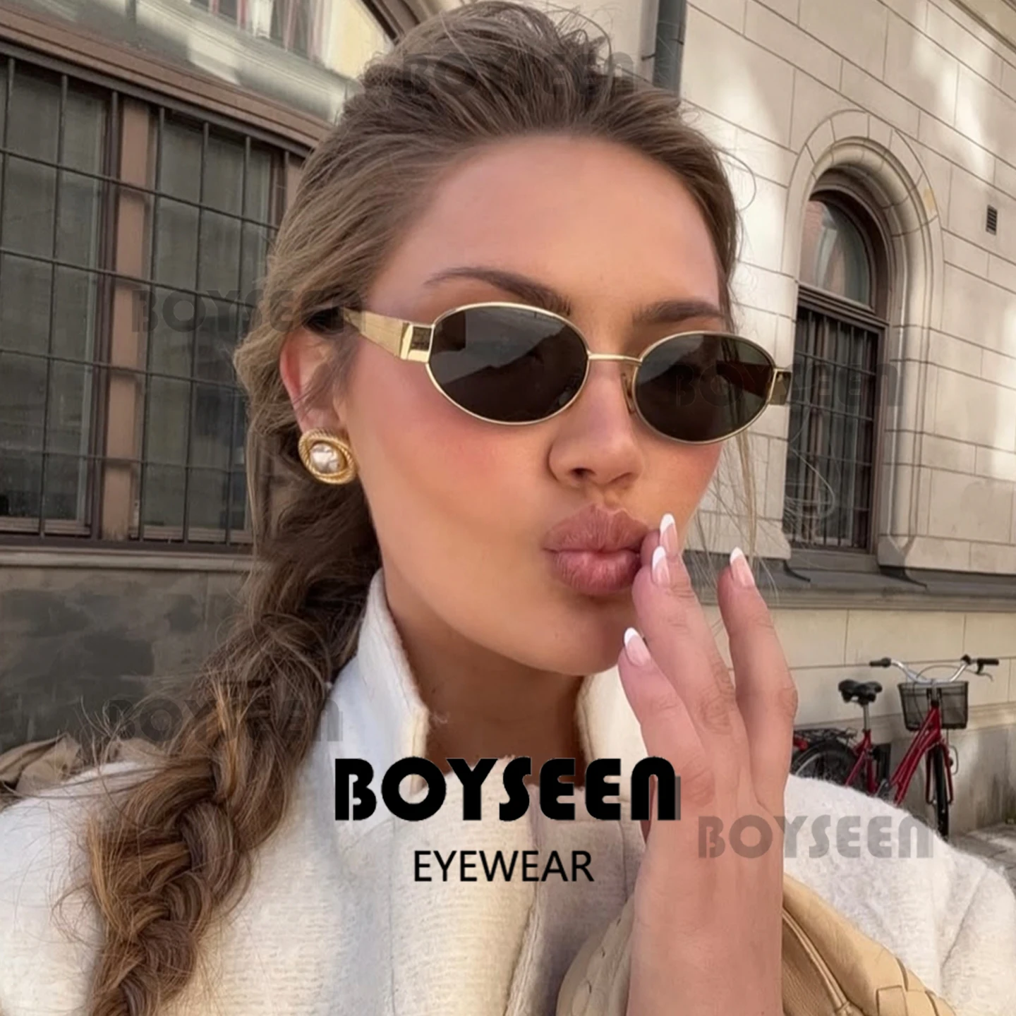 Damen-Sonnenbrille im alten Geldstil mit ovalem Rahmen, Retro-Mode-Sonnenbrille, stilvolle Metallbrille