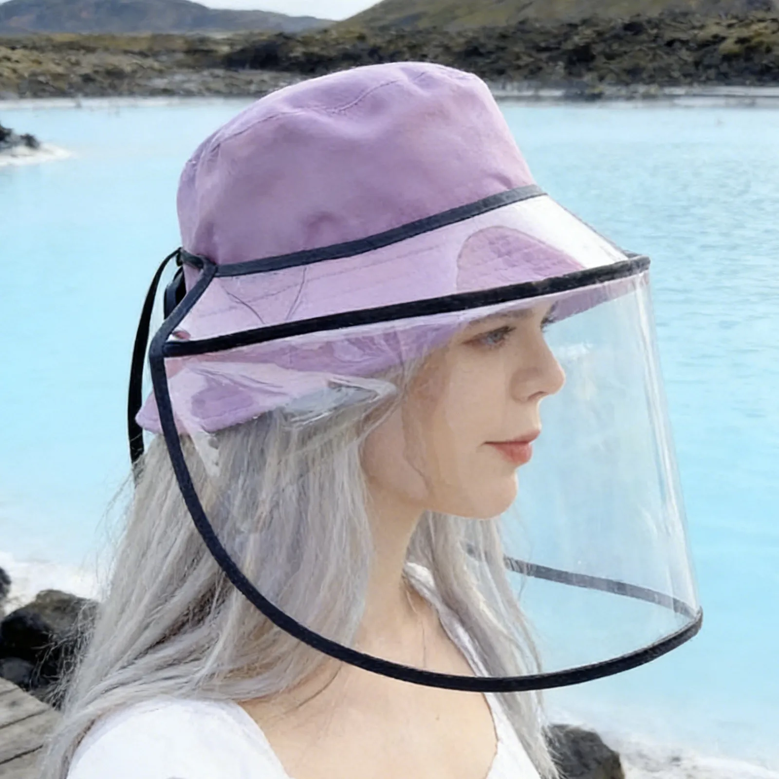 피셔맨 버킷햇 보호 커버 통기성 메쉬 야외 자외선 차단 넓은 챙 낚시 모자