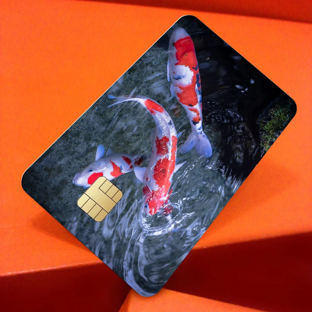 Cute Japanese Harmony Koi Fish Spend Or Save Funny Shell On Off Ultra Thin No Fade Sticker Skin Cover Film For Debit Credit Card