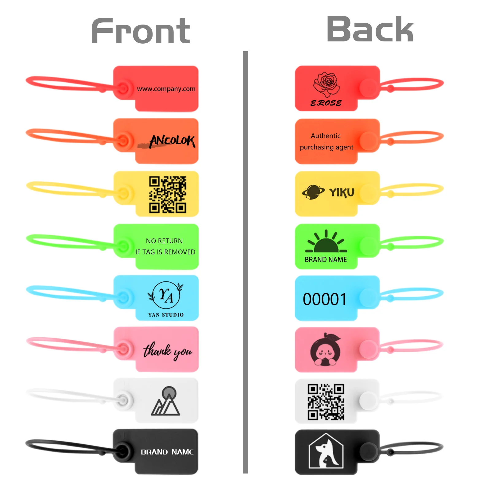 Ancolok 100 Pcs Print Hang Tags Brand Tag Security of Clothes Shoes Bags Clothing Plastic Labels Jewelry Dolls Tag