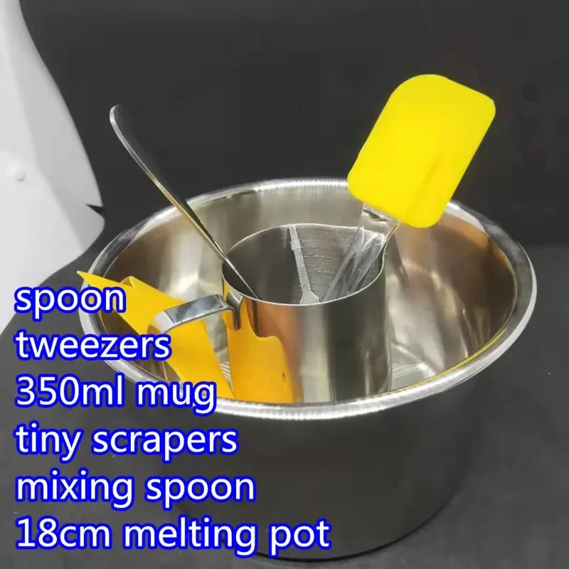 A Set of Soap Making Tools DIY Candle Kits Soy Wax Melts Material Pot 350ml Cup/Mug Mixing Spoon Tweezers 18cm Wax Melting Pot handmade soap