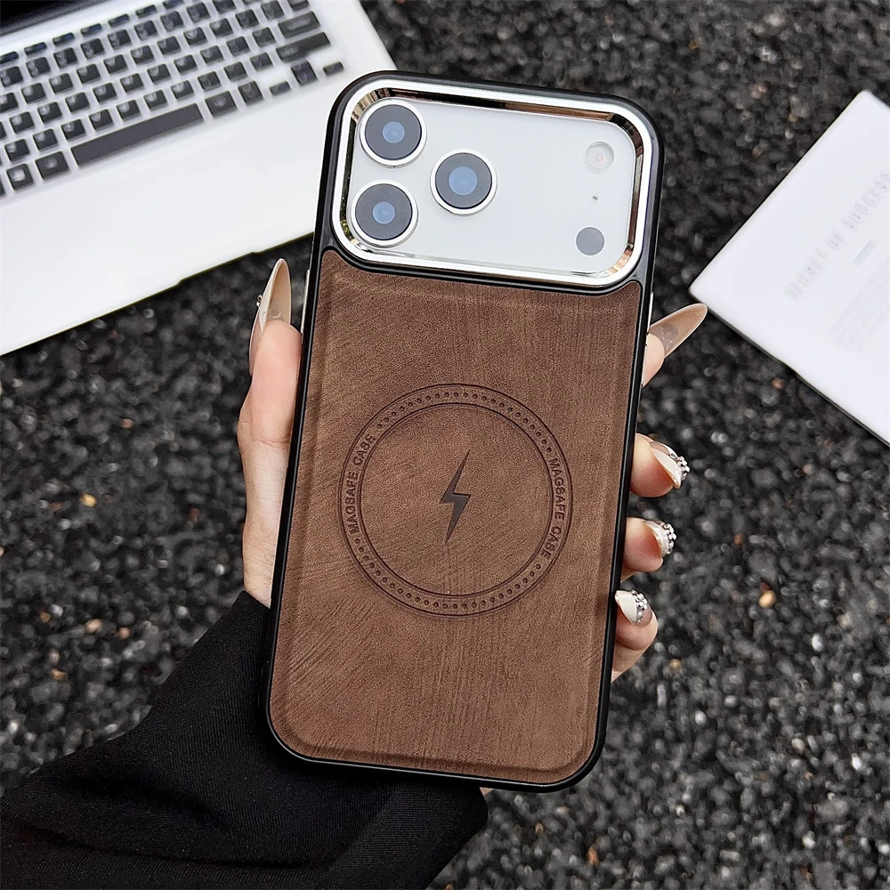 Premium Magnetic Leather Wireless Charging Case with Shockproof Protection