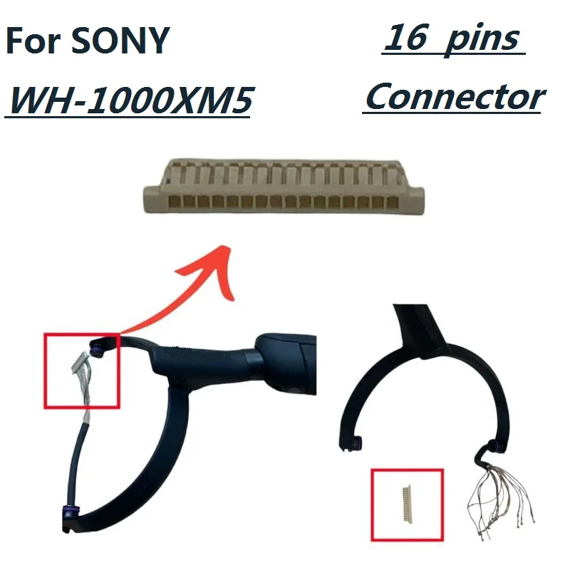 Sony WH-1000XM5 Wireless Headphones 16 Pins Main Connector plug Cable