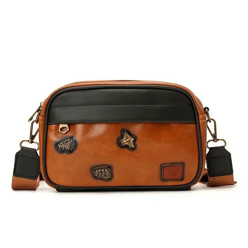 Fashion Vintage Men's Shoulder Bag Trendy Small Square Bag Horizontal Male Crossbody Bag Casual Messenger Bag