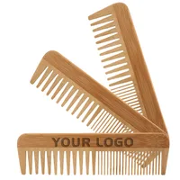 3 Pieces Wide & Fine Teeth Bamboo Comb Custom LOGO  - Personalized Your Name Text Date - Bamboo Hair Comb for Women 1