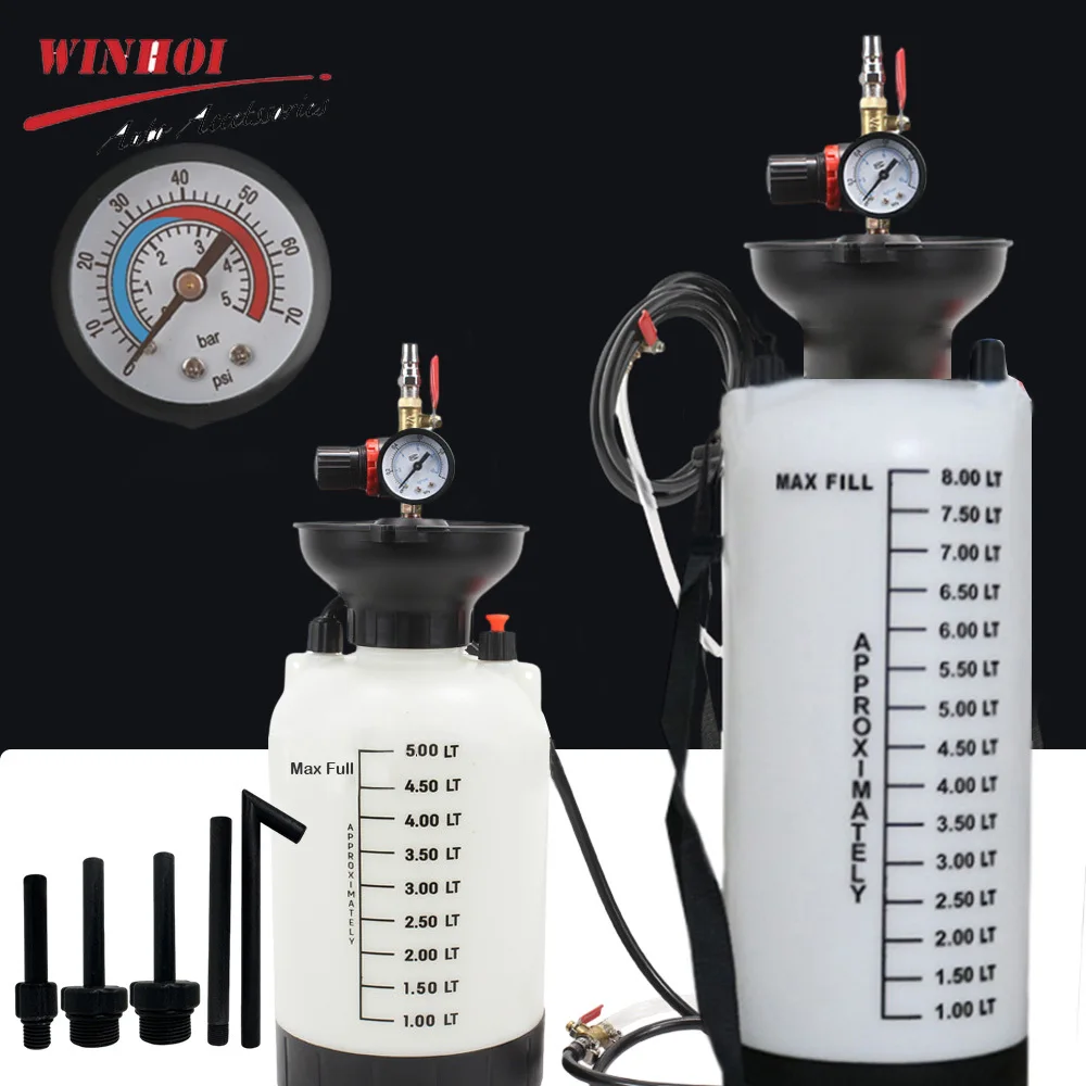 8L/5L Pneumatic Gear Oil Changer Syringe High Capacity Automotive Transmission Oil filling Tool Exchanger Replacement