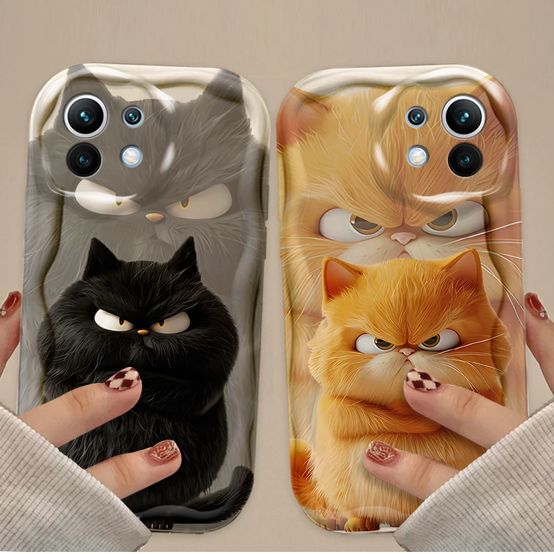 Whimsical Black and Orange Cat Design Phone Case