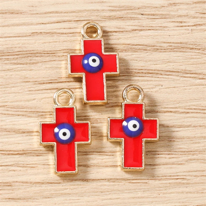 10 Stück 9x15mm Niedliche Emaille-Augen-Kreuz-Anhänger für die Herstellung von Ohrhängern, Halsketten, Armbändern, DIY-Bastelarbeiten, Schmuckzubehör – Detail 5