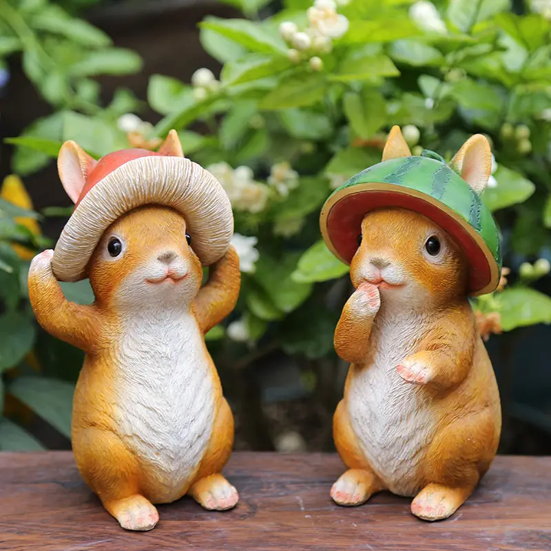 

Pastoral Simulation Animal Rabbit Resin Accessories Outdoor Courtyard Garden Sculpture Crafts Home Desktop Figurines Decoration