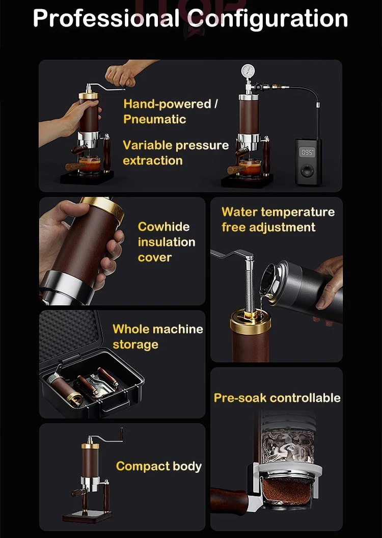 Manual Coffee Machine 51MM Pneumatic Espresso Maker Air Connecting Outdoors