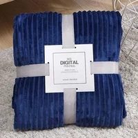 Solid Striped Throw Blanket Flannel Fleece Soft Adult Bed Cover Winter Warm Stitch Fluffy Bed Linen Bedspread for Sofa Bedroom 5