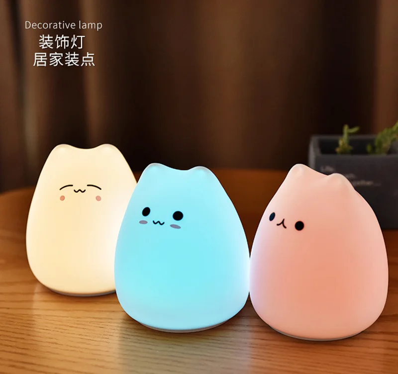 LED Night Light LED Night Lamp Night Light Animal Silicone Soft Breathing Cartoon Baby Nursery Lamp for Children