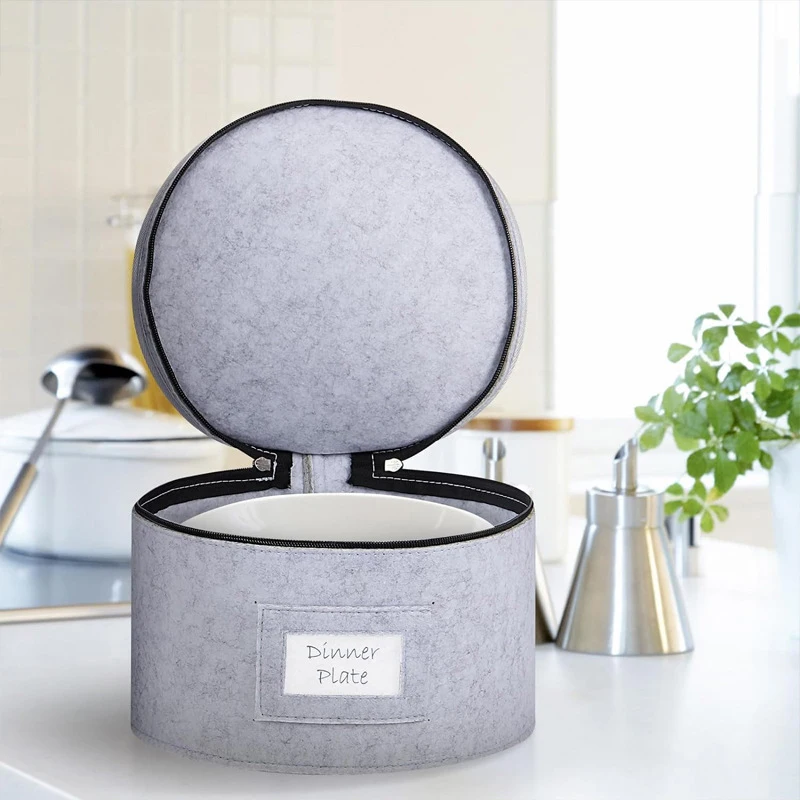 Description Picture 5 of itemFelt Storage Bag Glass Cup Rack Cooking Plate Soup Spoon Case Dish Fabric Holder Travel Kitchen Accessories Shelf Organizer