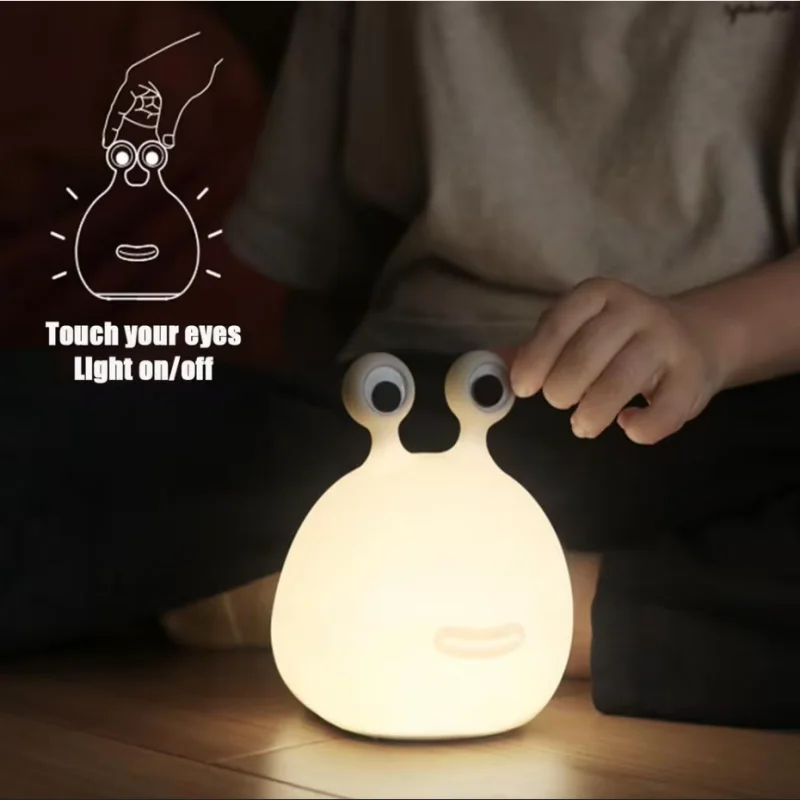 1pc Cute Soft Slug Night Light ,Touch Control Timing,USB Rechargeable Desktop Lamp, Soft Light Sleeping Light for Bedroom Decora