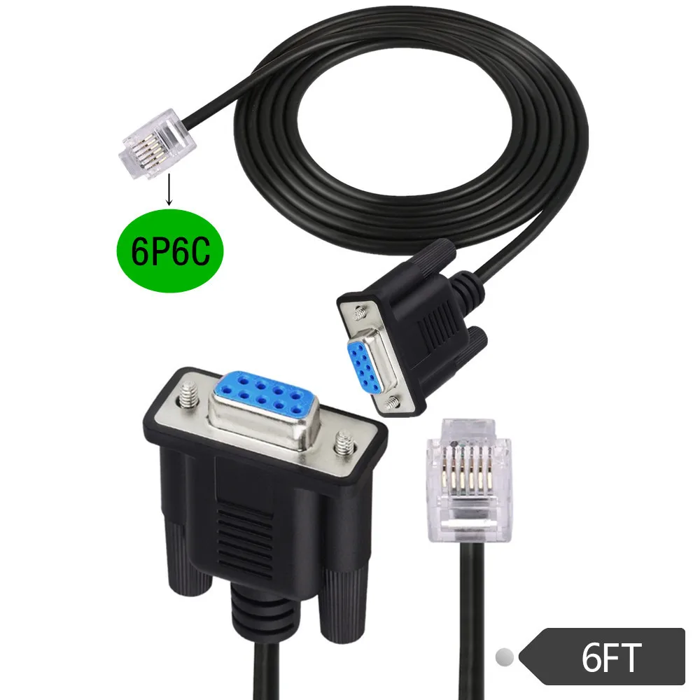 RS232 DB9Pin разъем для RJ11 RJ12 6P6C сетевой последовательный консольный кабель LAN 6 футов