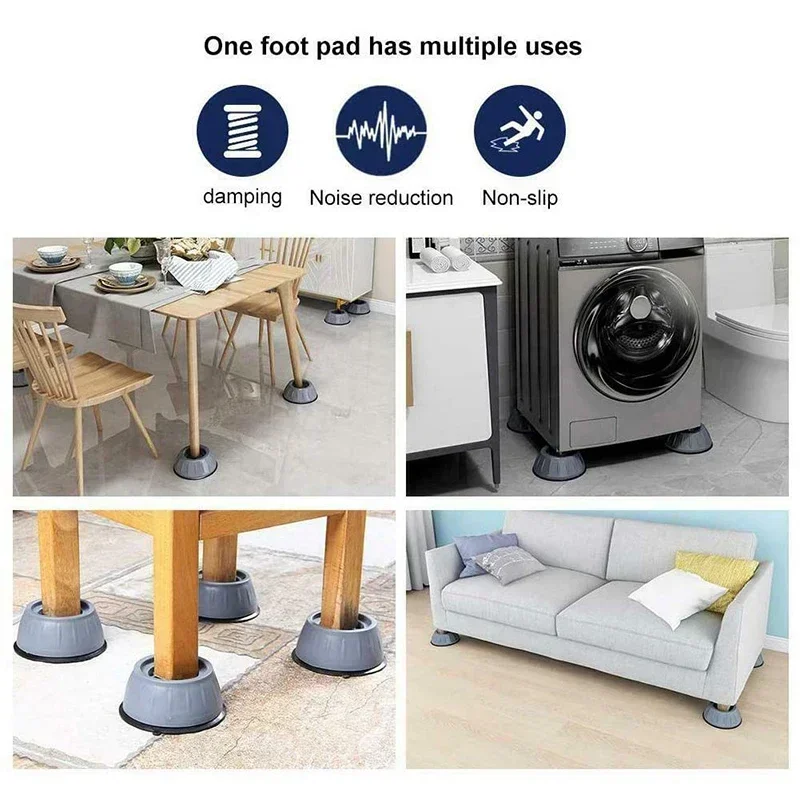 Washer Foot Pad Anti Vibration Pads Washing Machine Holder Dryer Shock Support Prevent Moving Non-Slip Home Supplies 4Pcs