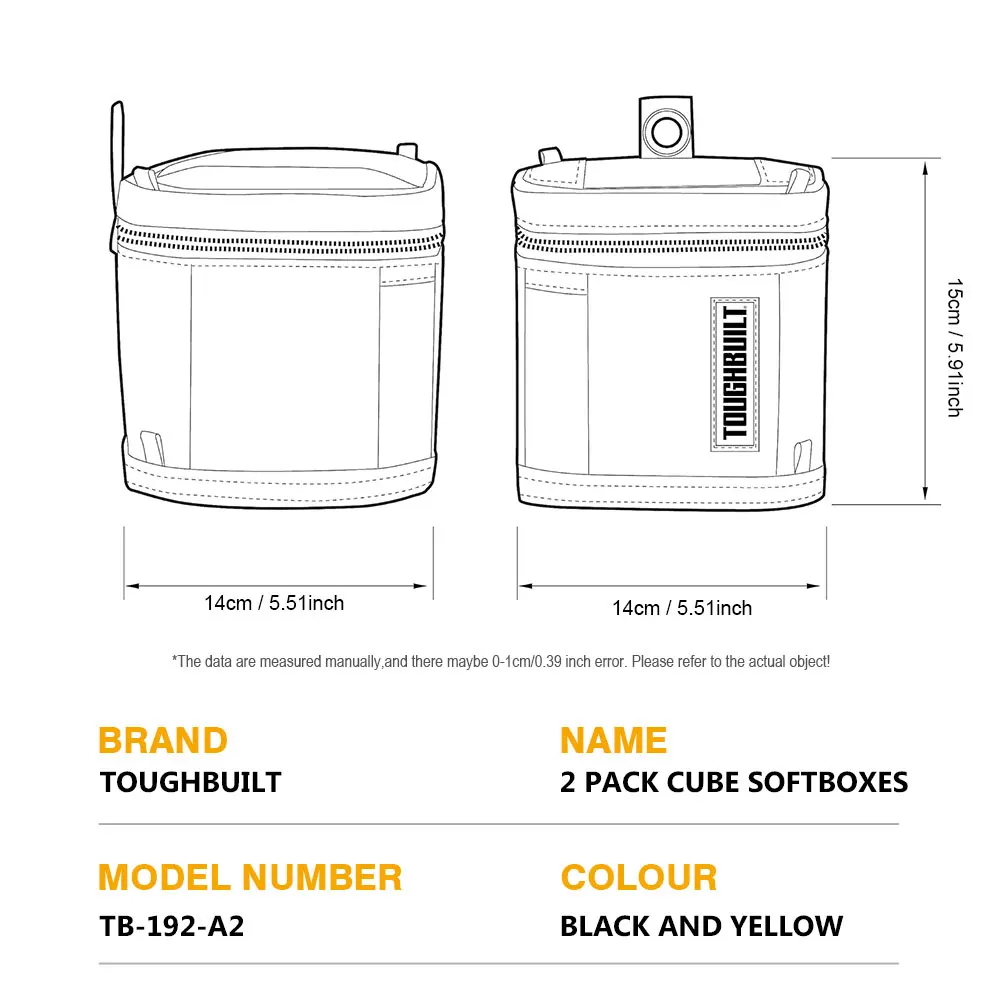터프빌트 소프트박스 큐브 2팩 소형 공구 보관함 (자동차 수리, 건설, 차고 및 작업장 도구용)