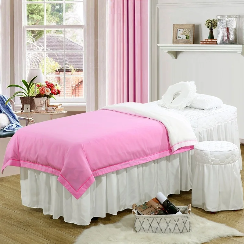 

High Quality Beauty Salon Bedding Sets Massage Spa Use Bedspread Duvet Cover Bed Skirt Quilt Sheet