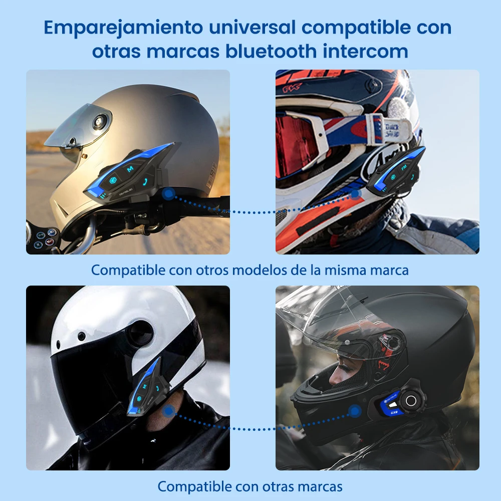 Intercomunicador para casco de motocicleta Shark Pro BT 5,1 Full Duplex con de ruido DSP CVC 8 Riders 2KM interfono comunicador _ - AliExpress