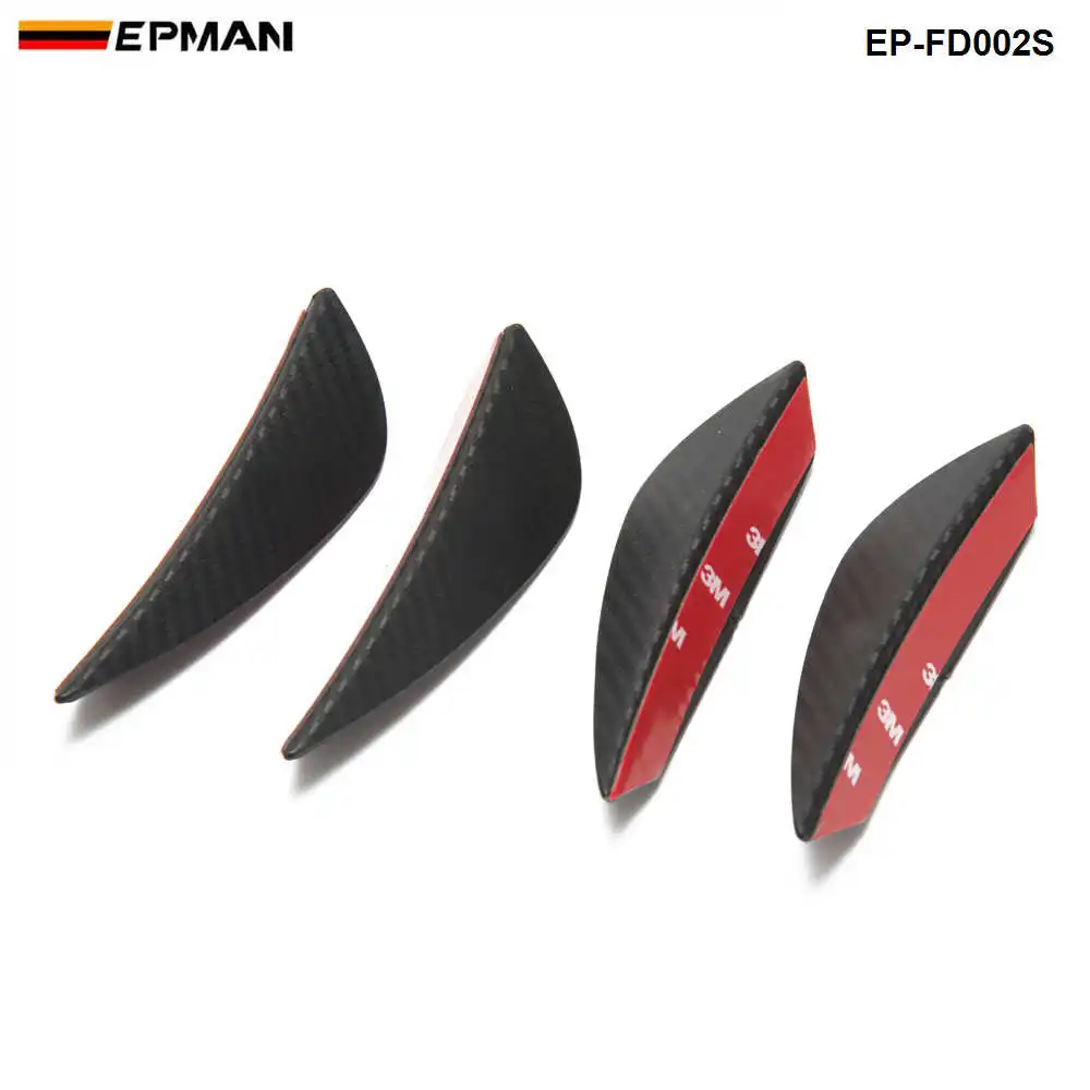 4pcs Carbon fiber Front Bumper Lip Splitter Fins Body Spoiler Canards Valence Chin EP-FD002S