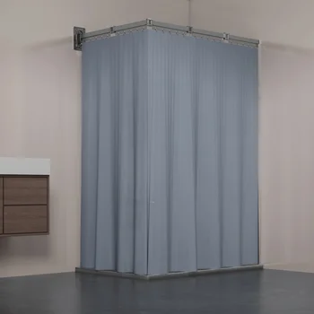 Folding Rod Shower Curtain Set with Retractable Design 3